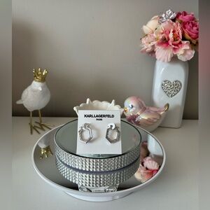 NWT! Karl Lagerfeld Pave Hoop Earrings